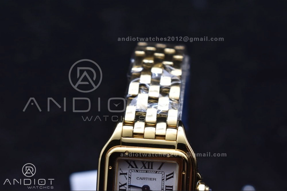 Classic Panthère 22mm BVF 1:1 Best Edition Full YG White Dial On Full YG Bracelet Ronda Quartz 214