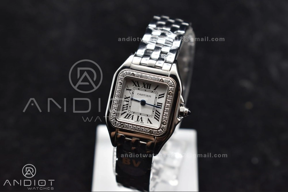 Trendsetting Panthère 22mm BVF 1:1 Best Edition SS White Dial Diamonds Bezel on SS Bracelet Ronda Quartz 208