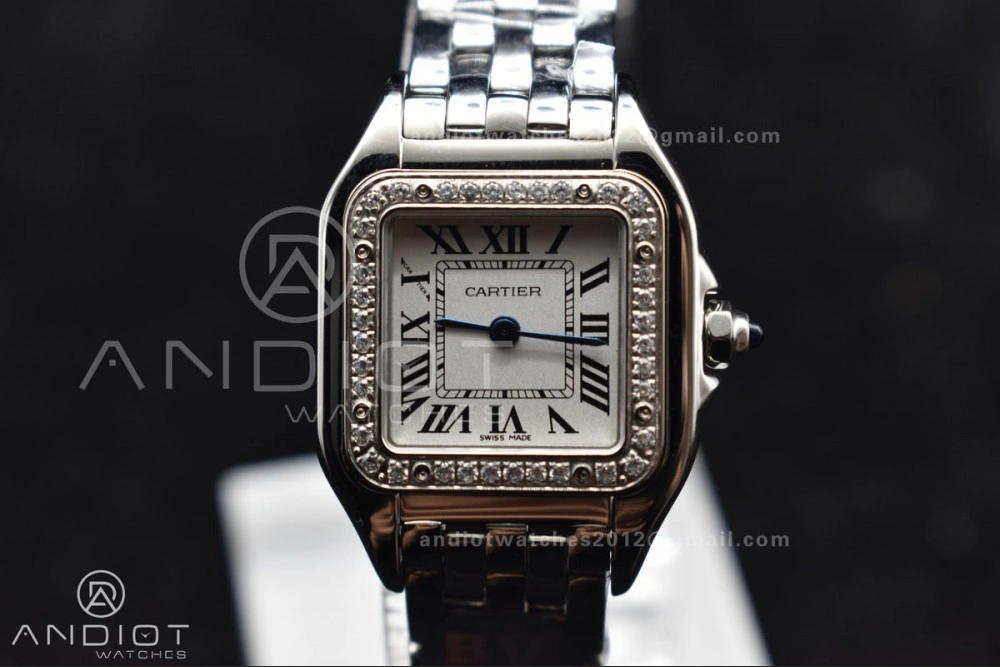Trendsetting Panthère 22mm BVF 1:1 Best Edition SS White Dial Diamonds Bezel on SS Bracelet Ronda Quartz 208