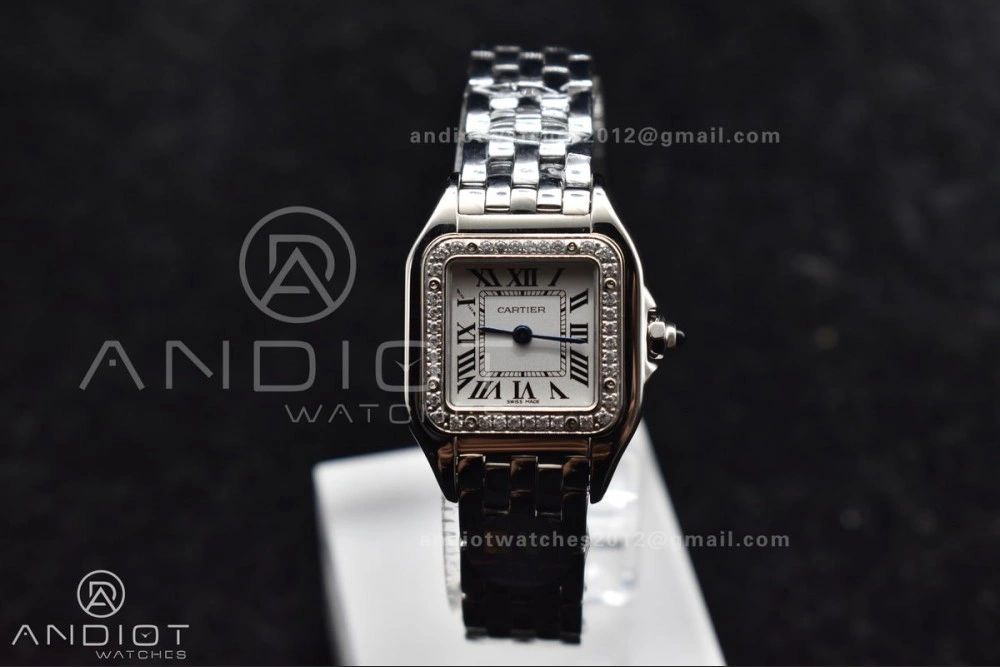 Trendsetting Panthère 22mm BVF 1:1 Best Edition SS White Dial Diamonds Bezel on SS Bracelet Ronda Quartz 208