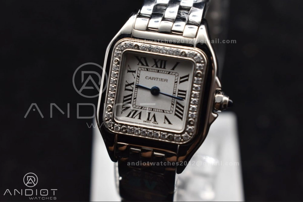 Trendsetting Panthère 22mm BVF 1:1 Best Edition SS White Dial Diamonds Bezel on SS Bracelet Ronda Quartz 208