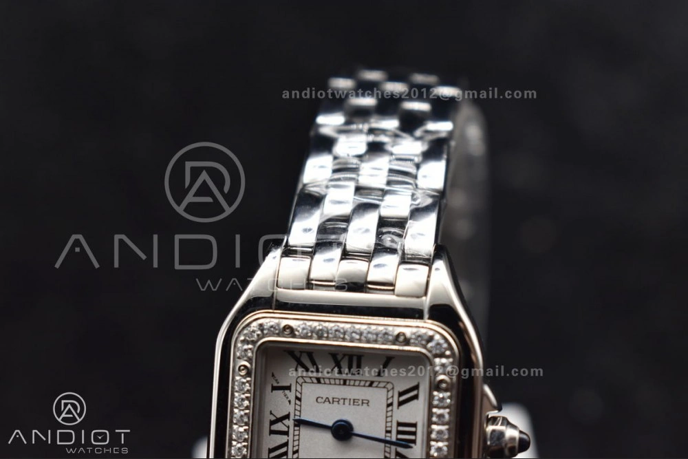 Trendsetting Panthère 22mm BVF 1:1 Best Edition SS White Dial Diamonds Bezel on SS Bracelet Ronda Quartz 208
