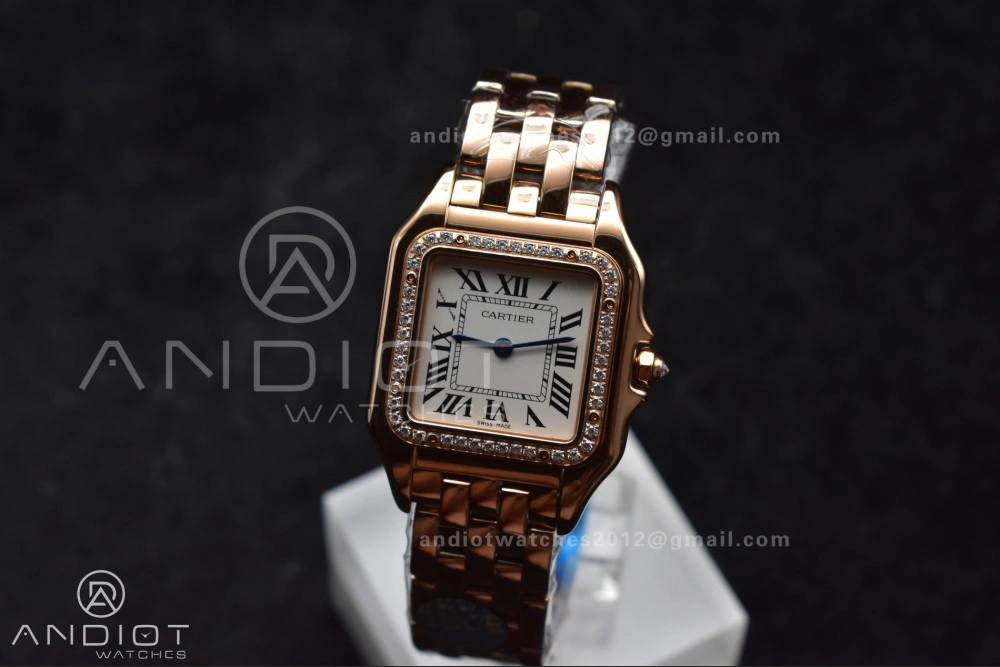 Panthère 27mm BVF 1:1 Best Edition RG White Dial Diamonds Bezel on RG Bracelet Ronda Quartz Original 209
