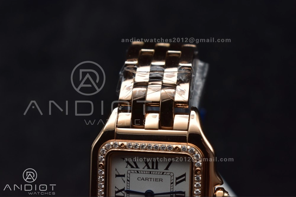 Panthère 27mm BVF 1:1 Best Edition RG White Dial Diamonds Bezel on RG Bracelet Ronda Quartz Original 209