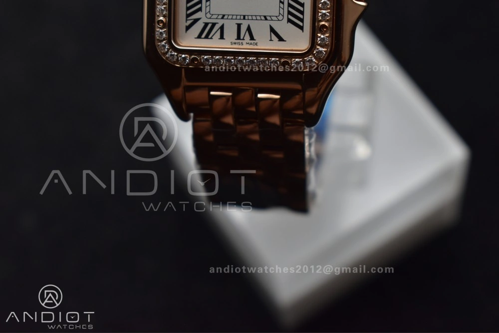Panthère 27mm BVF 1:1 Best Edition RG White Dial Diamonds Bezel on RG Bracelet Ronda Quartz Original 209