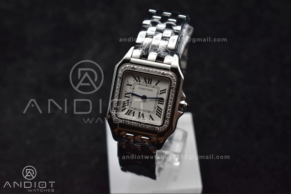 Timeless Panthère 27mm BVF 1:1 Best Edition SS White Dial Diamonds Bezel on SS Bracelet Ronda Quartz 228
