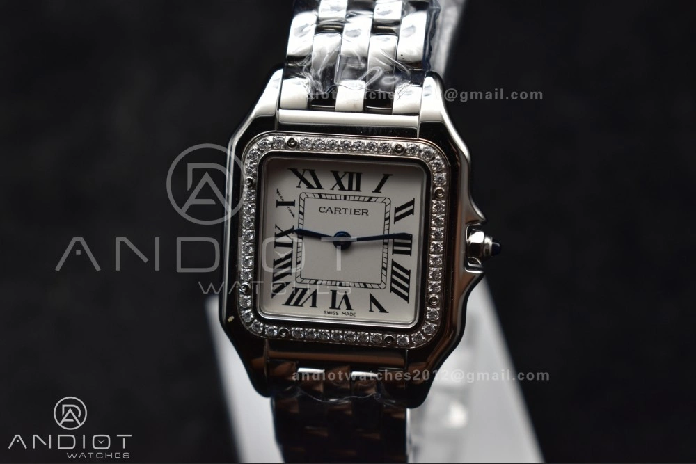 Timeless Panthère 27mm BVF 1:1 Best Edition SS White Dial Diamonds Bezel on SS Bracelet Ronda Quartz 228