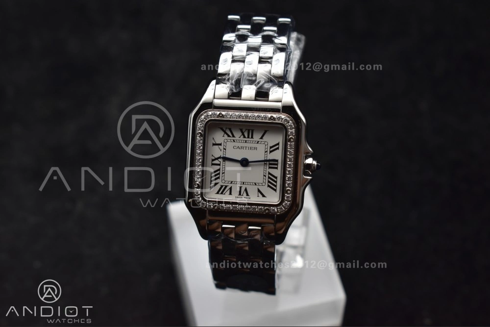 Timeless Panthère 27mm BVF 1:1 Best Edition SS White Dial Diamonds Bezel on SS Bracelet Ronda Quartz 228
