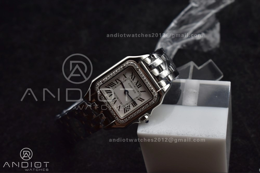 Timeless Panthère 27mm BVF 1:1 Best Edition SS White Dial Diamonds Bezel on SS Bracelet Ronda Quartz 228