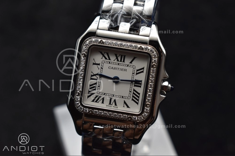 Timeless Panthère 27mm BVF 1:1 Best Edition SS White Dial Diamonds Bezel on SS Bracelet Ronda Quartz 228