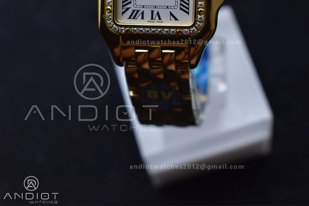 Original Panthère 27mm BVF 1:1 Best Edition YG White Dial Diamonds Bezel on YG Bracelet Ronda Quartz 237