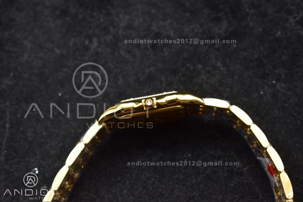 Original Panthère 27mm BVF 1:1 Best Edition YG White Dial Diamonds Bezel on YG Bracelet Ronda Quartz 237
