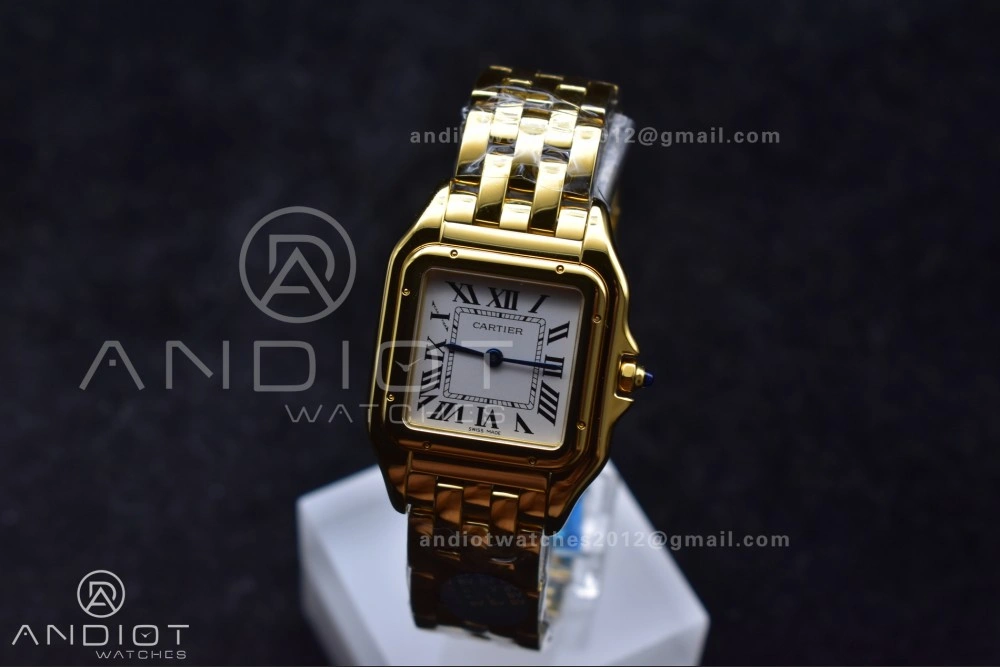 BestValue Panthère 27mm BVF 1:1 Best Edition YG White Dial on YG Bracelet Ronda Quartz 211