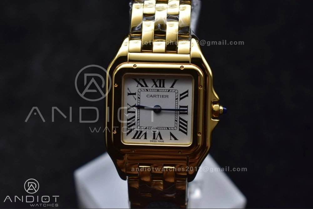 BestValue Panthère 27mm BVF 1:1 Best Edition YG White Dial on YG Bracelet Ronda Quartz 211