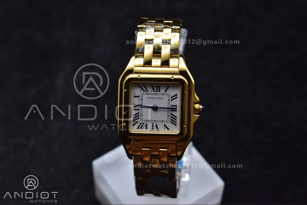 BestValue Panthère 27mm BVF 1:1 Best Edition YG White Dial on YG Bracelet Ronda Quartz 211