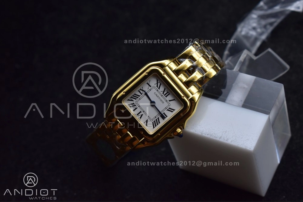 BestValue Panthère 27mm BVF 1:1 Best Edition YG White Dial on YG Bracelet Ronda Quartz 211