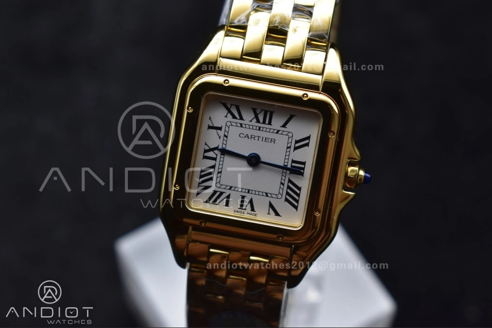 BestValue Panthère 27mm BVF 1:1 Best Edition YG White Dial on YG Bracelet Ronda Quartz 211