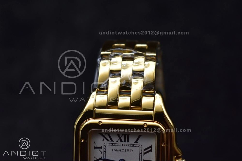 BestValue Panthère 27mm BVF 1:1 Best Edition YG White Dial on YG Bracelet Ronda Quartz 211