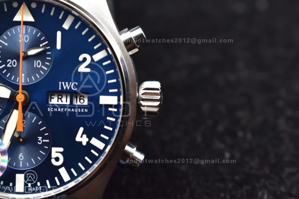 Pilot Chrono SS AZF 1:1 Best Edition Blue Dial Orange Hand on Blue Leather Strap A Vibrant 308