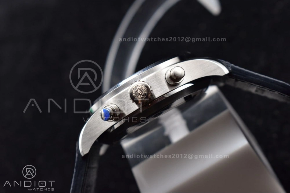 Pilot Chrono SS AZF 1:1 Best Edition Blue Dial Orange Hand on Blue Leather Strap A Vibrant 308