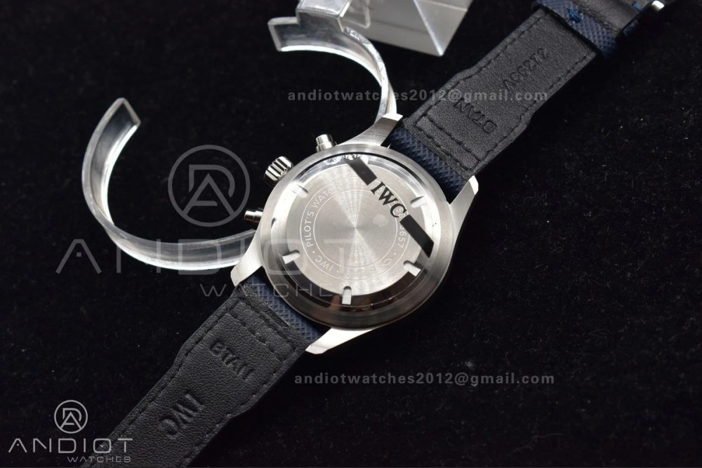 Pilot Chrono SS AZF 1:1 Best Edition Blue Dial Orange Hand on Blue Leather Strap A Vibrant 308