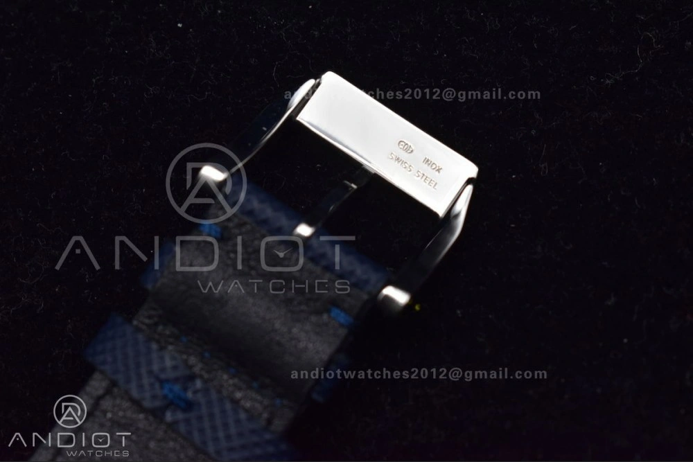 Pilot Chrono SS AZF 1:1 Best Edition Blue Dial Orange Hand on Blue Leather Strap A Vibrant 308