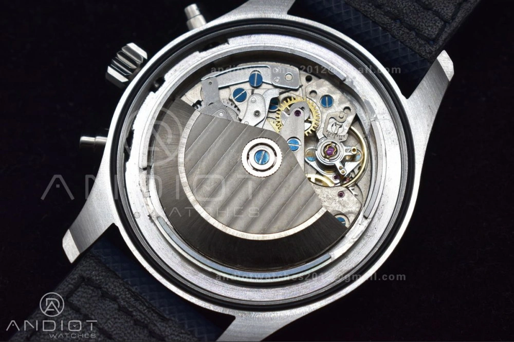 Pilot Chrono SS AZF 1:1 Best Edition Blue Dial Orange Hand on Blue Leather Strap A Vibrant 308