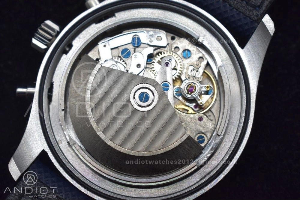 Pilot Chrono SS AZF 1:1 Best Edition Blue Dial Orange Hand on Blue Leather Strap A Vibrant 308