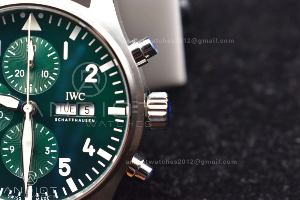 MoistureWicking Pilot Chronograph IW377726 ZF 1:1 Best Edition Green Dial on Brown Leather Strap A7750 V 307