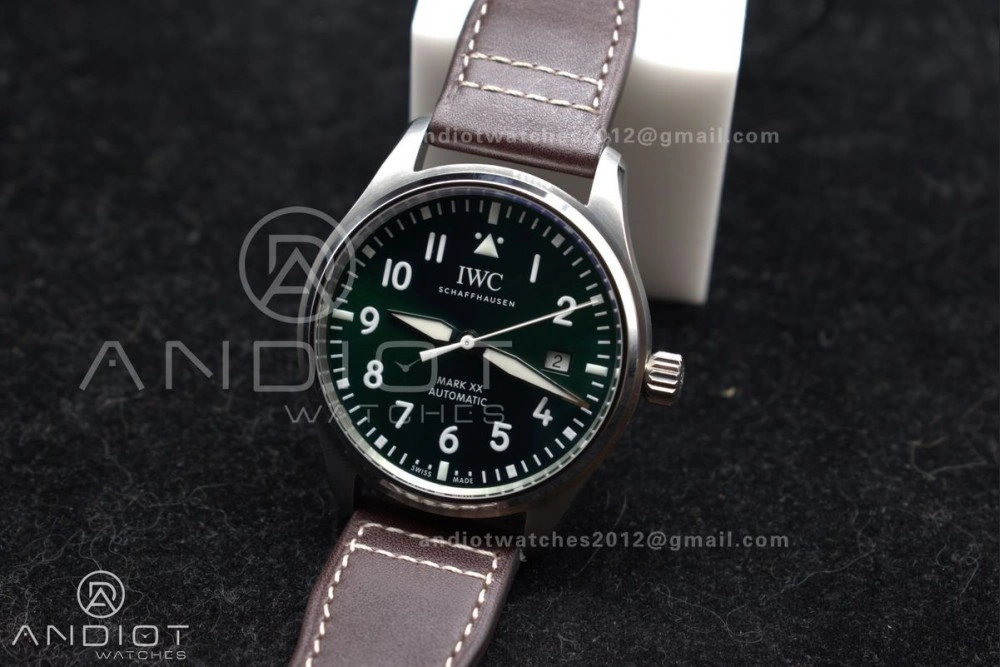 Premium Pilot Mark XX IW328205 ZF 1:1 Best Edition Green Dial on Brown Leather Strap A 303