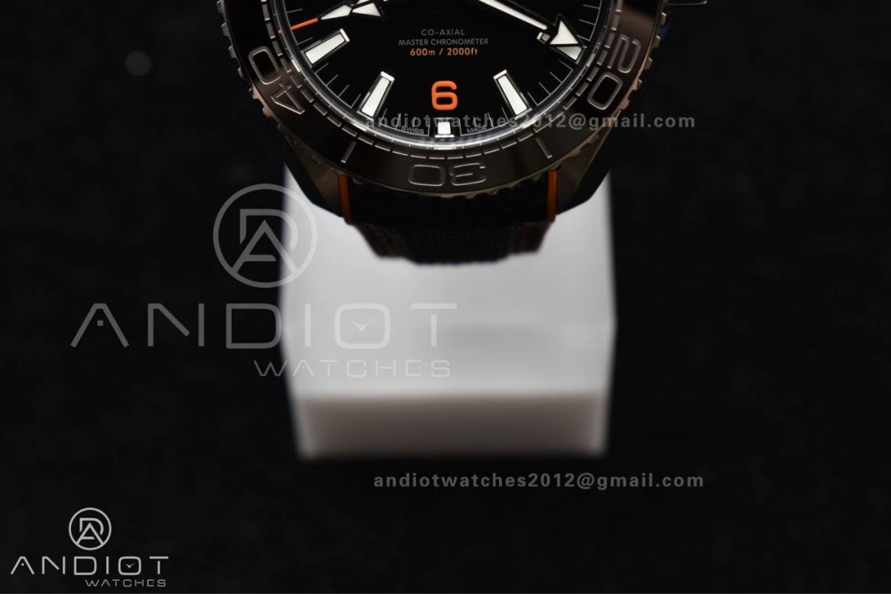 Trendsetting Planet Ocean 43.5mm SS VSF 1:1 Best Edition Black Orange Bezel Black Dial on Nylon Strap A8900 Super Clone V 37