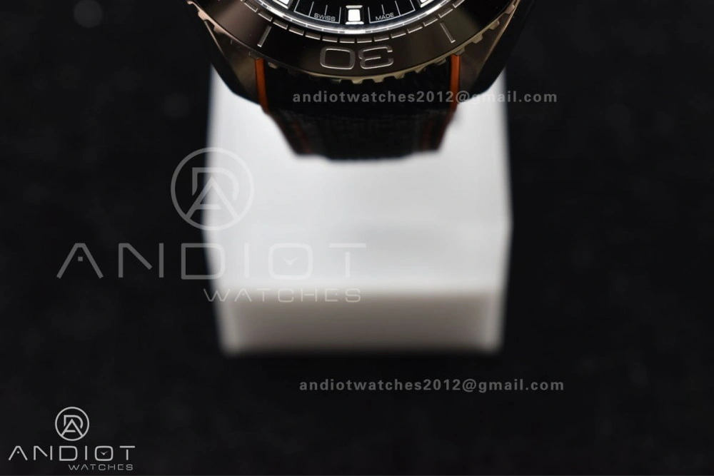 Trendsetting Planet Ocean 43.5mm SS VSF 1:1 Best Edition Black Orange Bezel Black Dial on Nylon Strap A8900 Super Clone V 37