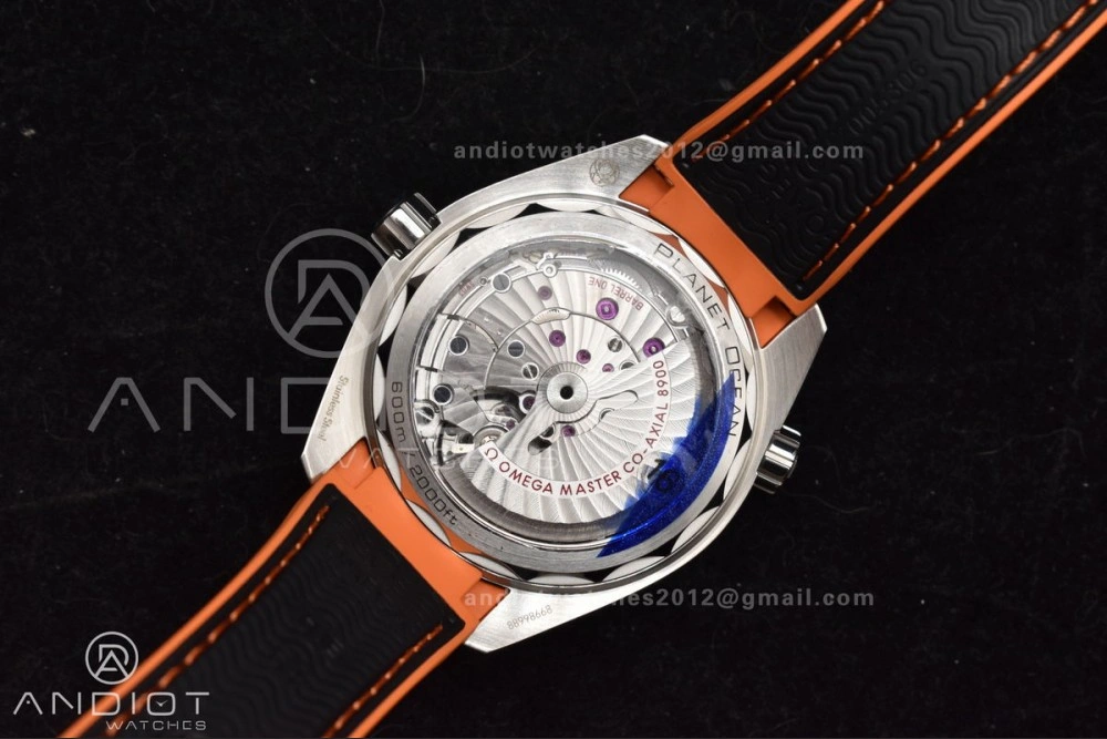 Trendsetting Planet Ocean 43.5mm SS VSF 1:1 Best Edition Black Orange Bezel Black Dial on Nylon Strap A8900 Super Clone V 37