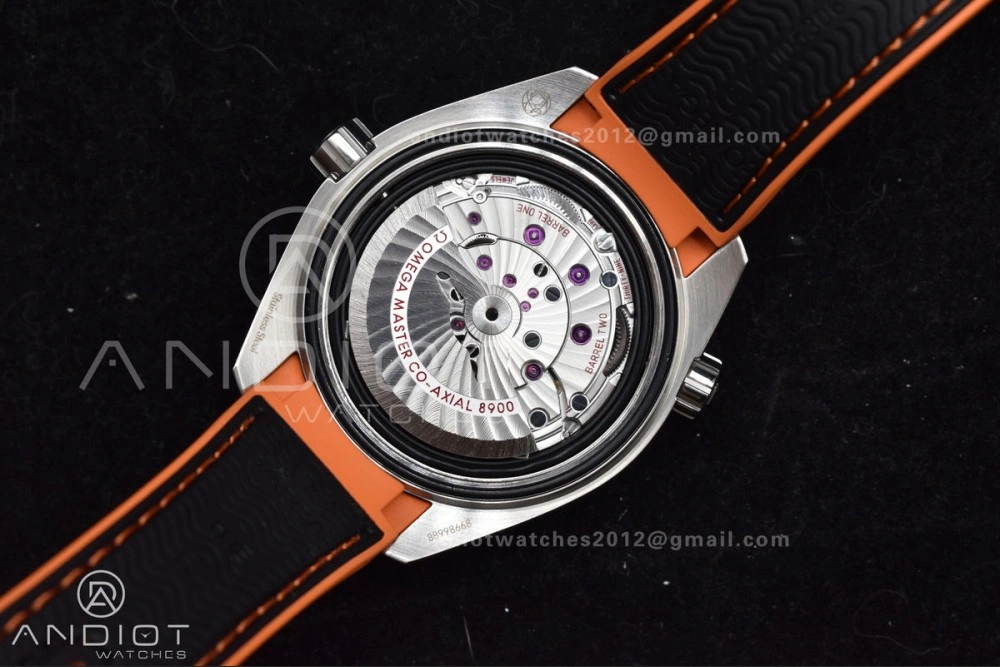 Trendsetting Planet Ocean 43.5mm SS VSF 1:1 Best Edition Black Orange Bezel Black Dial on Nylon Strap A8900 Super Clone V 37