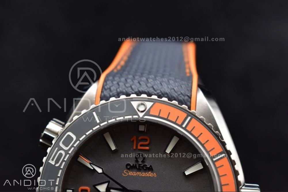 Planet Ocean 43.5mm SS VSF 1:1 Best Edition Black Orange Bezel Gray Dial on Nylon Strap A8900 Super Clone V Trendsetting 1010