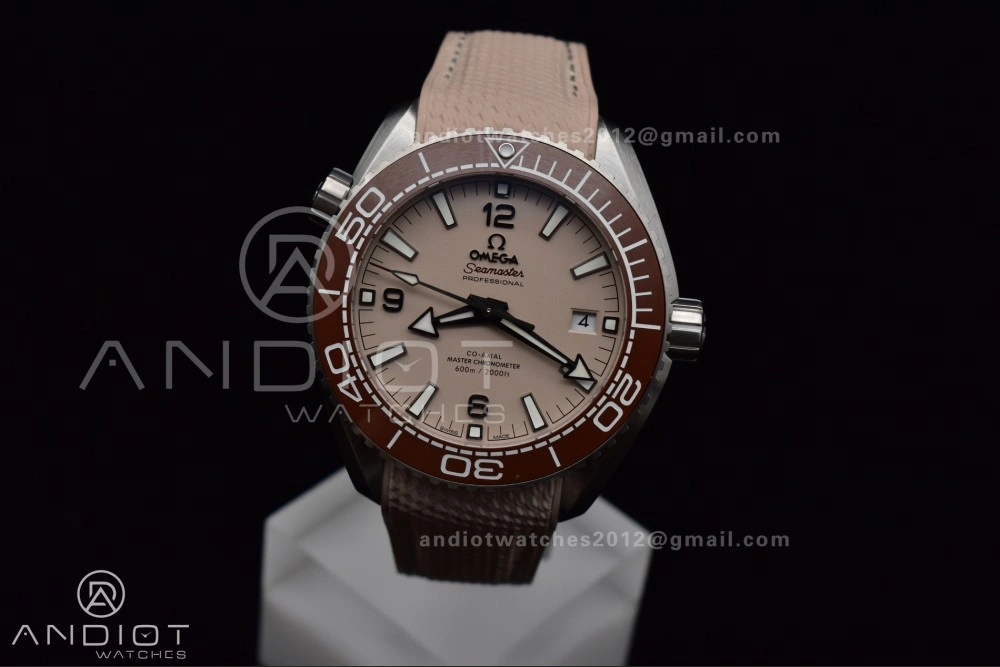 Planet Ocean 43.5mm SS VSF 1:1 Best Edition Brown Bezel Sand Dial on Sand Rubber Strap A8900 Super Clone Unisex 40
