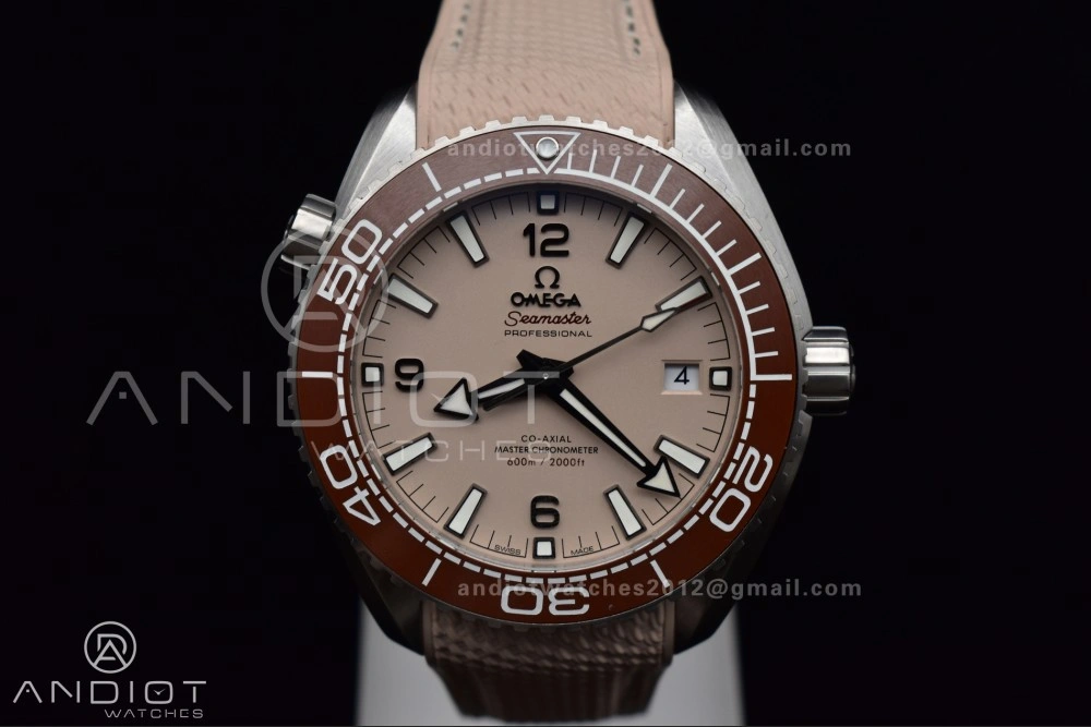 Planet Ocean 43.5mm SS VSF 1:1 Best Edition Brown Bezel Sand Dial on Sand Rubber Strap A8900 Super Clone Unisex 40
