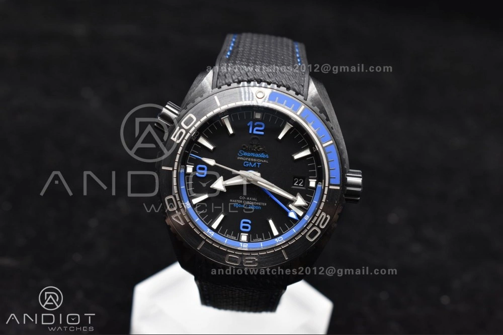 HighQuality Planet Ocean 45.5mm Deep Black Blue Real Ceramic VSF 1:1 Best Edition on Black Nylon Strap A8906 Super Clone 1023