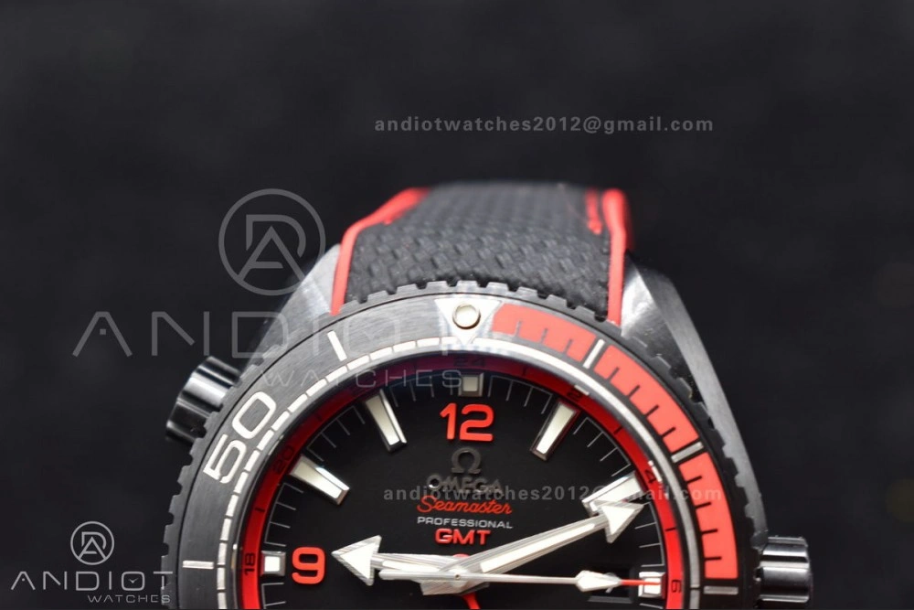 Planet Ocean 45.5mm Deep Black red Real Ceramic VSF 1:1 Best Edition on Black Nylon Strap A8906 Super Clone UrbanStyle 1016