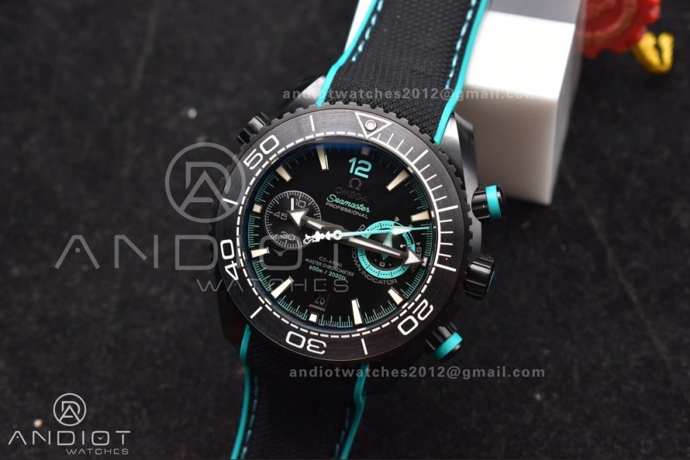 Planet Ocean Master Chrono Deep Black Ceramic M+SF 1:1 Best Edition Black Dial on Black Rubber Strap A Stylish 52
