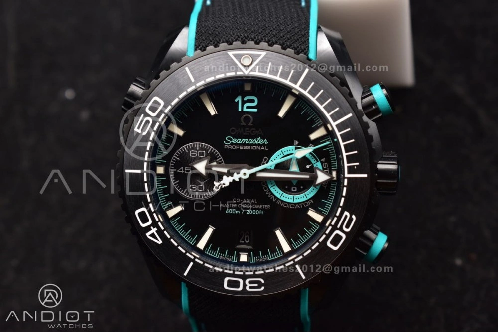 Planet Ocean Master Chrono Deep Black Ceramic M+SF 1:1 Best Edition Black Dial on Black Rubber Strap A Stylish 52