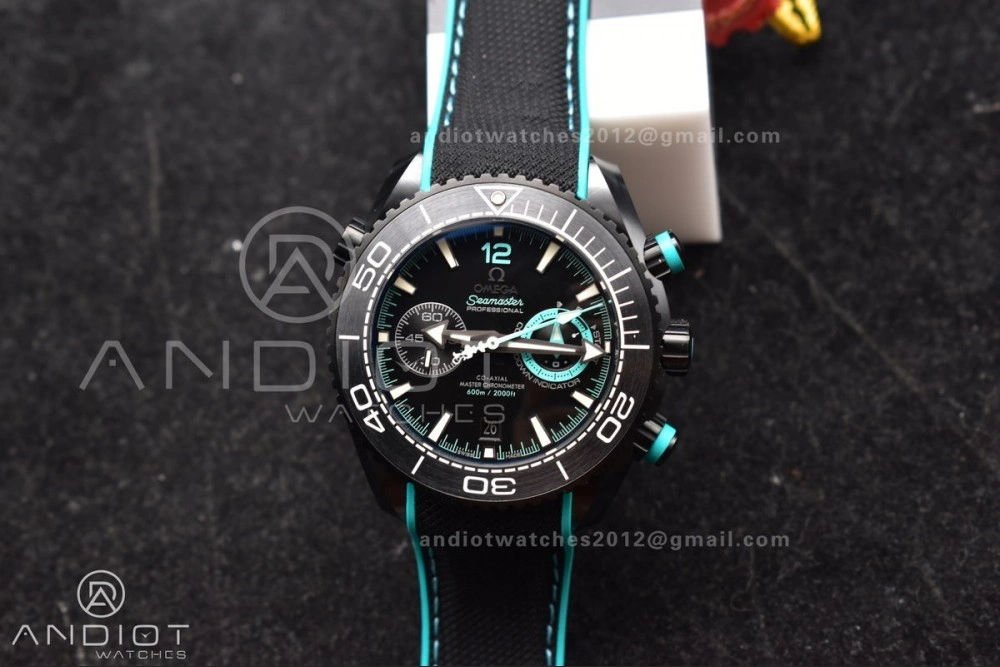 Planet Ocean Master Chrono Deep Black Ceramic M+SF 1:1 Best Edition Black Dial on Black Rubber Strap A Stylish 52