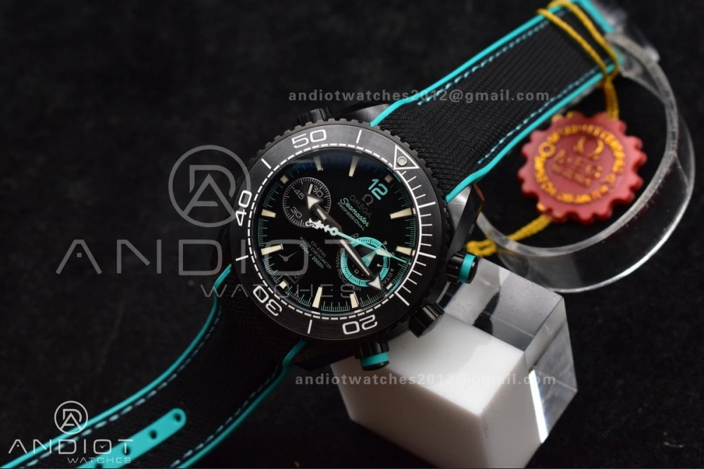 Planet Ocean Master Chrono Deep Black Ceramic M+SF 1:1 Best Edition Black Dial on Black Rubber Strap A Stylish 52