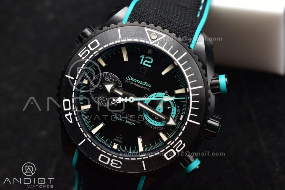 Planet Ocean Master Chrono Deep Black Ceramic M+SF 1:1 Best Edition Black Dial on Black Rubber Strap A Stylish 52