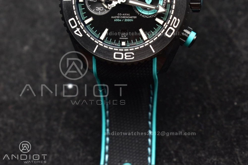 Planet Ocean Master Chrono Deep Black Ceramic M+SF 1:1 Best Edition Black Dial on Black Rubber Strap A Stylish 52