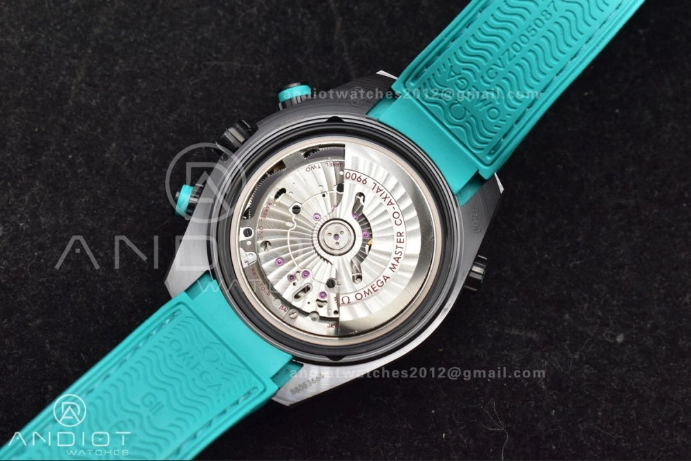 Planet Ocean Master Chrono Deep Black Ceramic M+SF 1:1 Best Edition Black Dial on Blue Rubber Strap A Durable 42