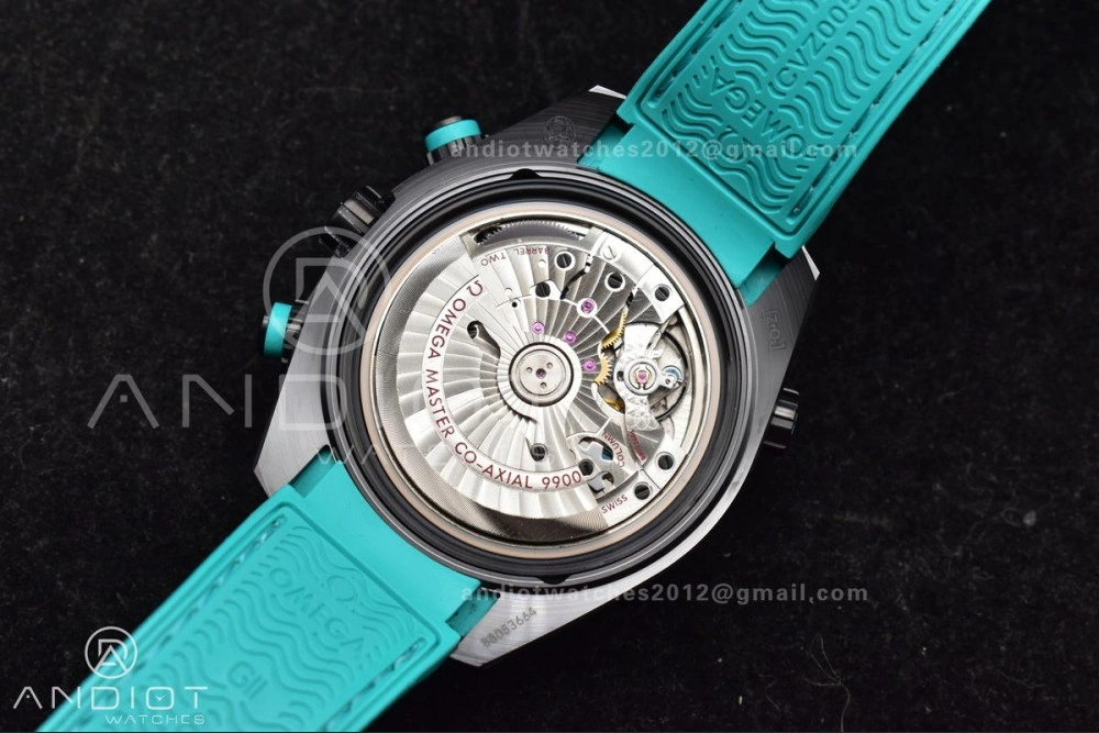 Planet Ocean Master Chrono Deep Black Ceramic M+SF 1:1 Best Edition Black Dial on Blue Rubber Strap A Durable 42