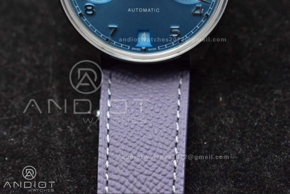Stylish Portugieser Automatic 42mm SS APSF 1:1 Best Edition Ice Blue Dial on Purple Leather Strap A 284