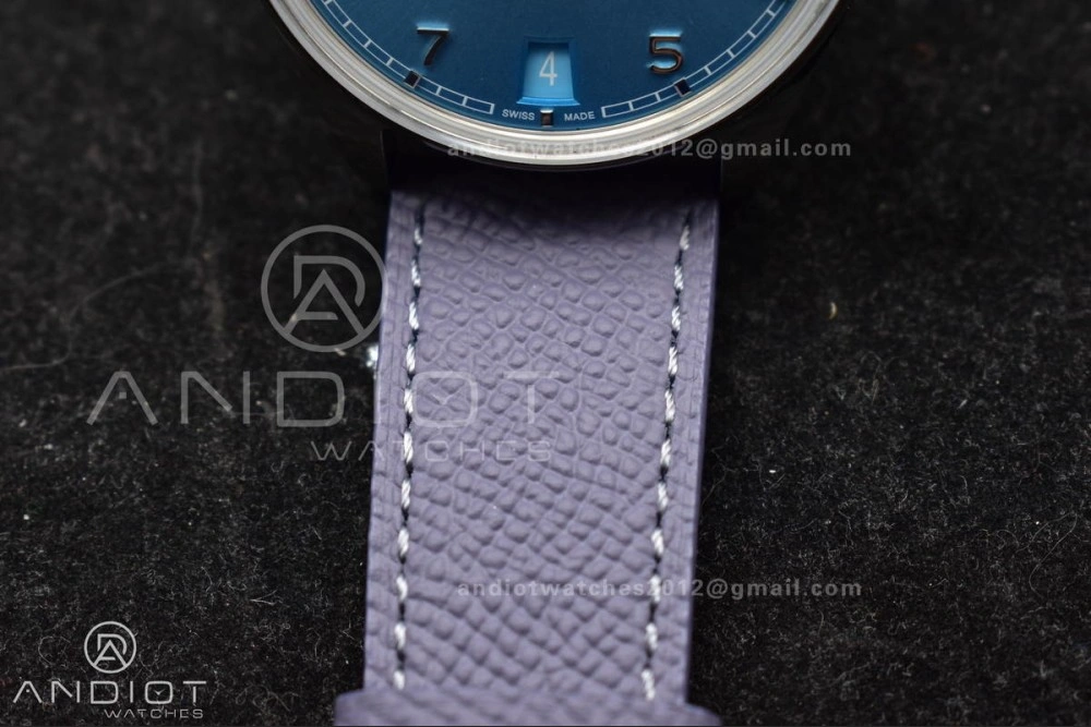 Stylish Portugieser Automatic 42mm SS APSF 1:1 Best Edition Ice Blue Dial on Purple Leather Strap A 284