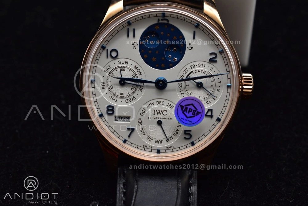 Portugieser Perpetual Calendar RG 5033 APSF 1:1 Best Edition White Dial on Black Leather Strap A52610 Clone HighPerformance 295